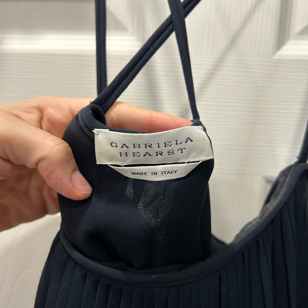Gabriela Hearst Blue and Black Spaghetti Strap Sundress